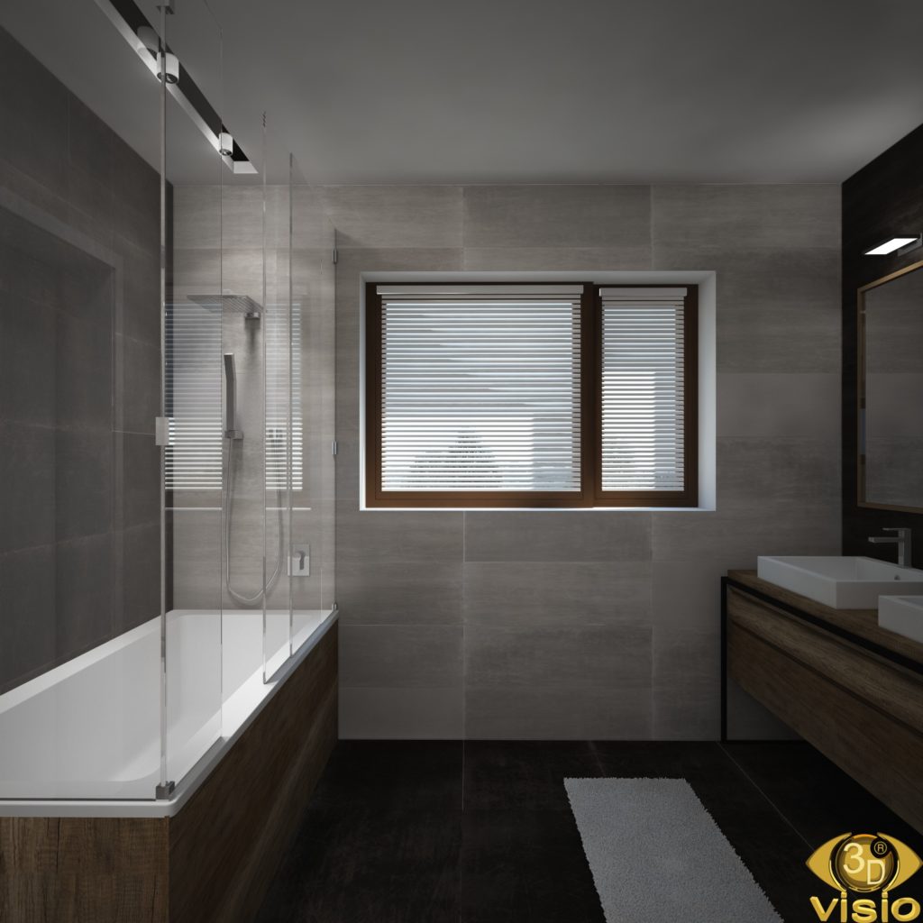 3D-визуализация ванной в доме, Австрия