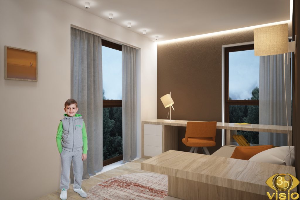 Wizualizacja 3D pokoju w austriackim domu