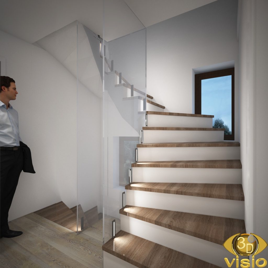 Wizualizacja 3D korytarza w domu Austrii