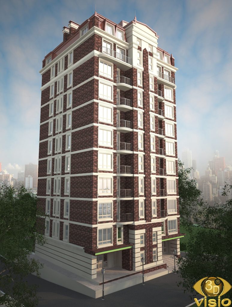 3D визаализация 10 этажного дома