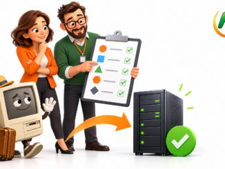 Керівниця та IT-адміністратор перевіряють перелік систем і готують планову заміну ERP